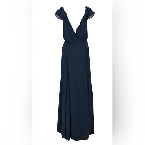REFORMATION maxi Dress in Navy size 4 with adjustable trap belt 100% viscose - Picture 8 of 11
